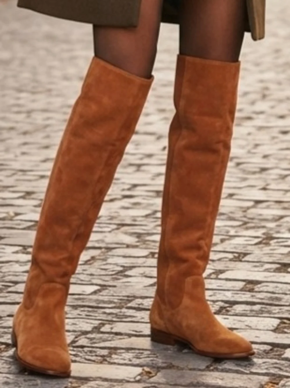 Gianni Bini Over-the-Knee Suede Boots in Tan